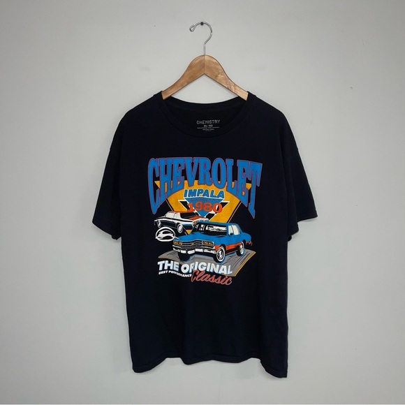 Chemistry T-Shirt Men’s Size Extra Large XL Black Chevrolet Impala 1980s Vintage - Picture 2 of 5